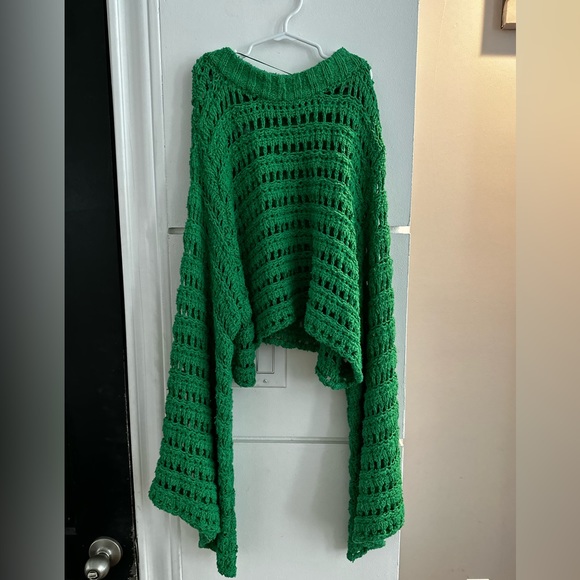 Free people emerald green bell sleeve sweater XS - Picture 4 of 7